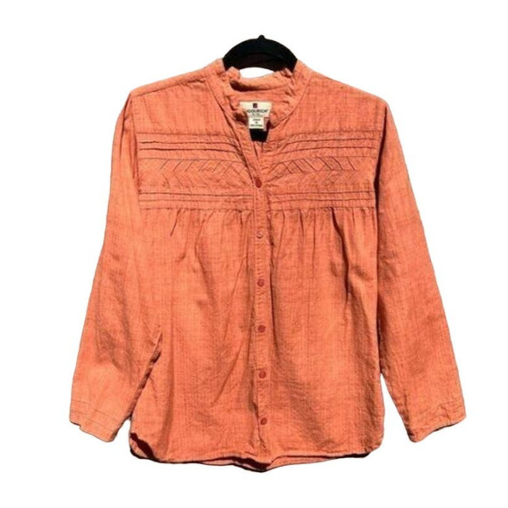 WOOLRICH Orange Embroidered Cotton Button-Down - SIZE XL